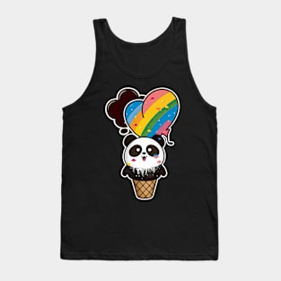Cute Kawaii Panda Pride with rainbow ice con Heart Tank Top